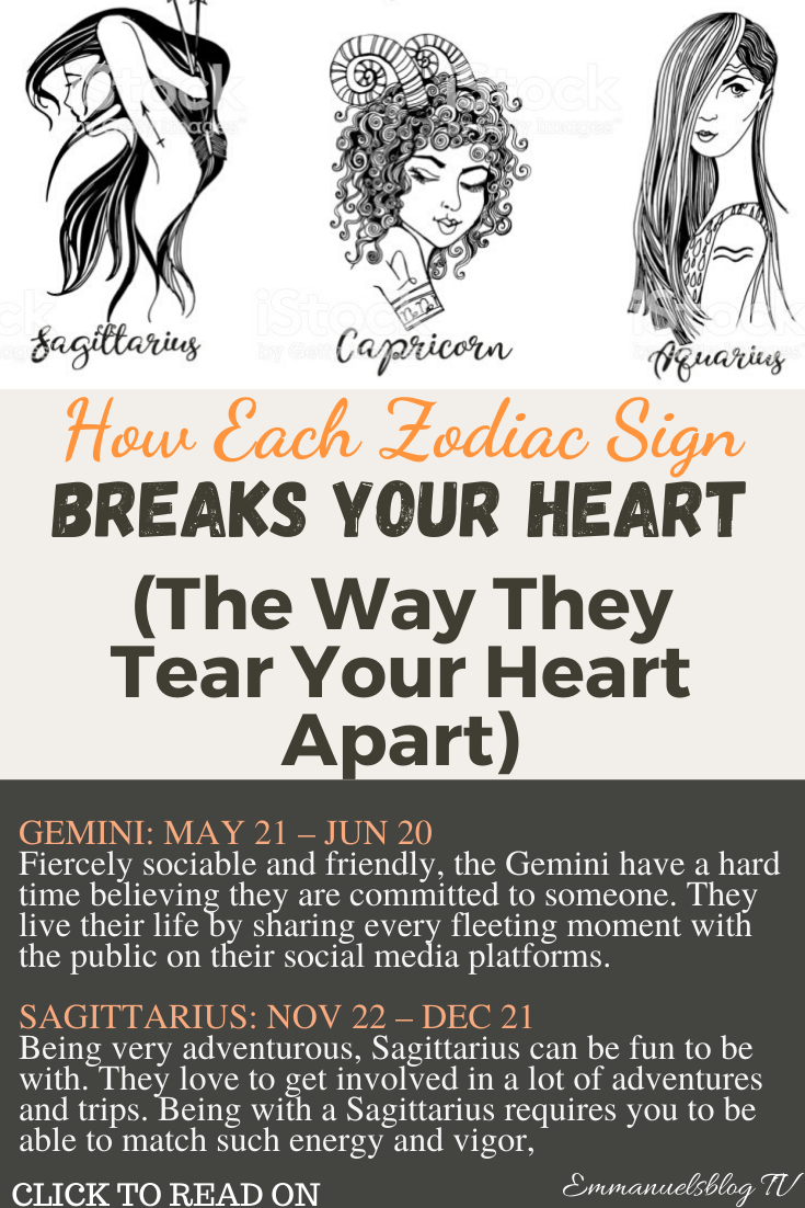 How Each Zodiac Sign Breaks Your Heart (The Way They Tear Your Heart Apart)