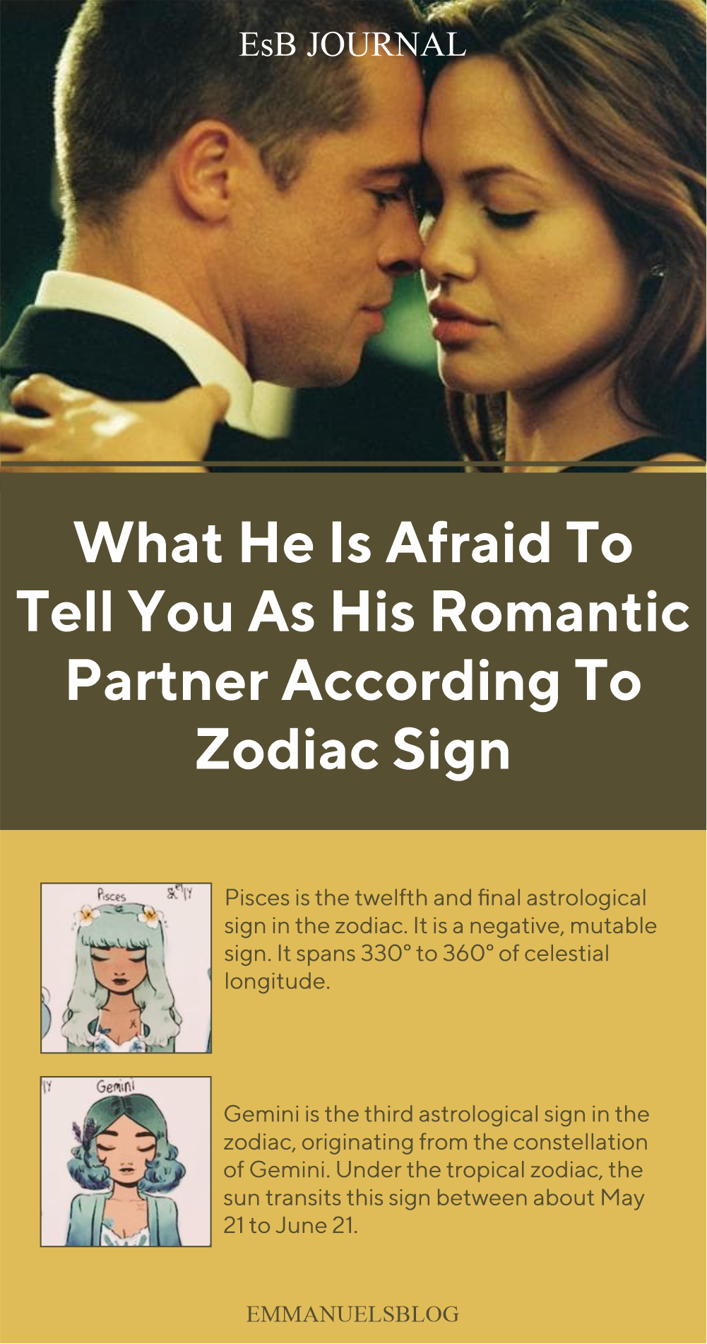What He Is Afraid To Tell You As His Romantic Partner According To Zodiac Sign.