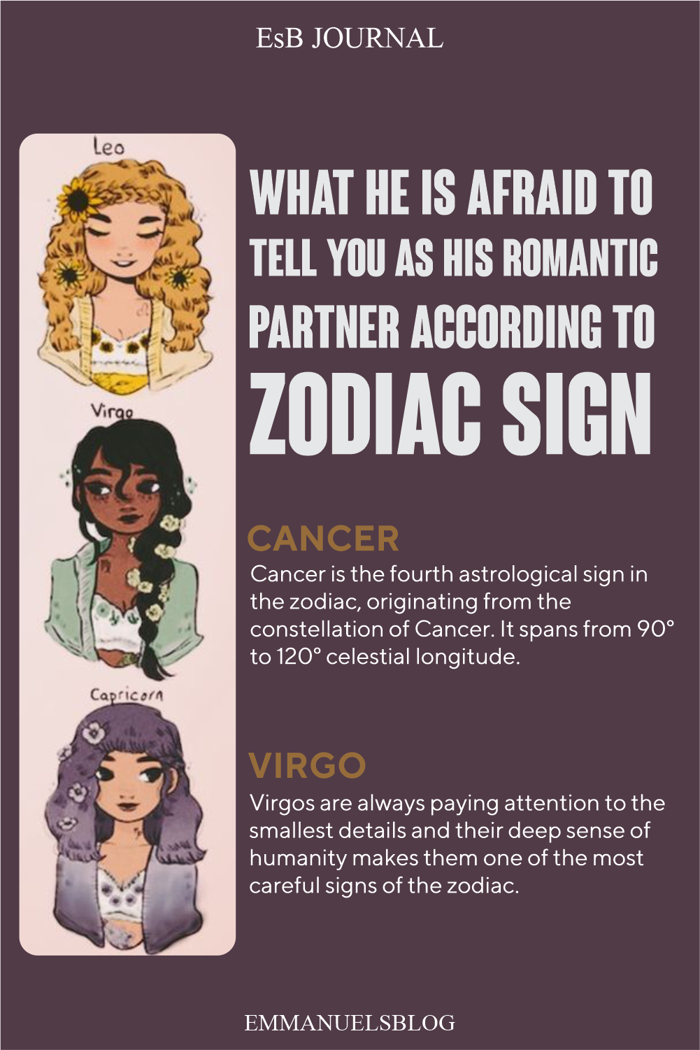 What He Is Afraid To Tell You As your Romantic Partner According To Zodiac Sign.