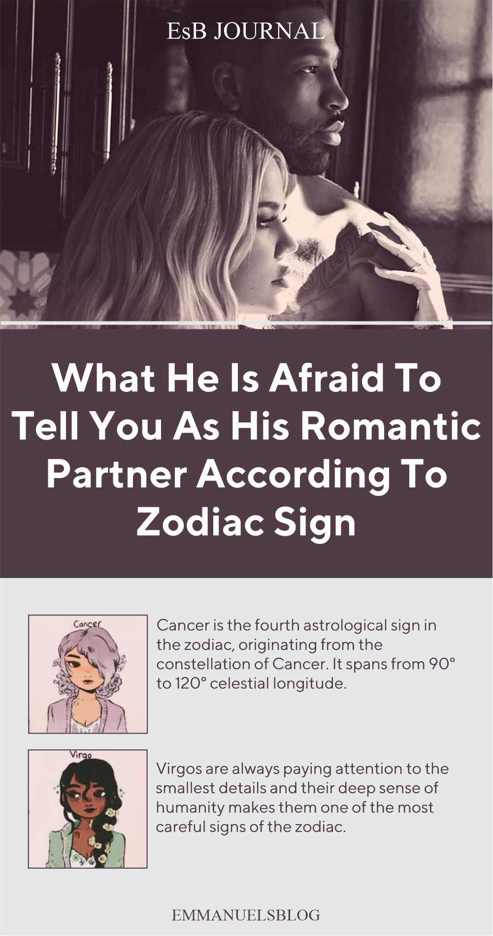 What He Is Afraid To Tell You As your Romantic Partner According To Zodiac Sign.