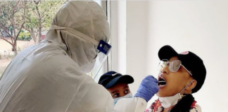 Watch Video of Tonto Dikeh undergoing a Coronavirus test