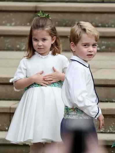 sweet photos of Prince George and Princess Charlotte as pageboy and bridesmaid