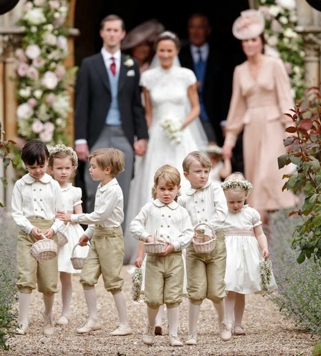 sweet photos of Prince George and Princess Charlotte as pageboy and bridesmaid