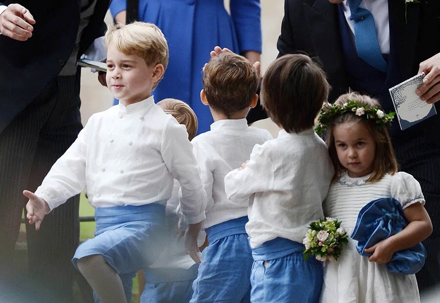 sweet photos of Prince George and Princess Charlotte as pageboy and bridesmaid