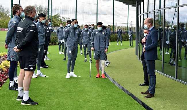 Prince William Laughs with Aston Villa Players As He visit favourite football club