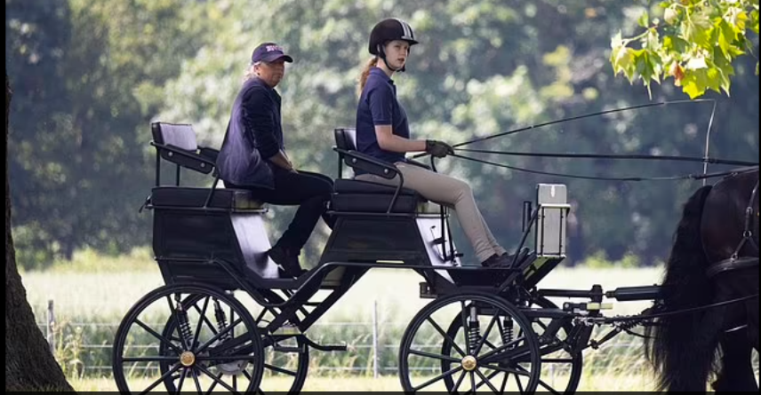 Lady Louise Windsor Seen Driving Prince Philip's Carriage on Windsor grounds
