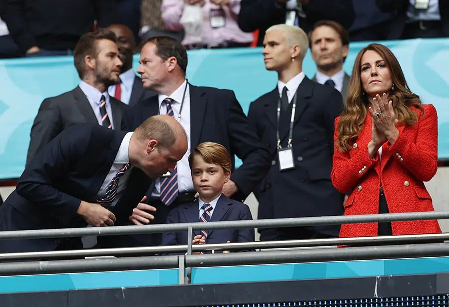 Kate Middleton, Prince George and Prince William Cheer on England Team at Wembley