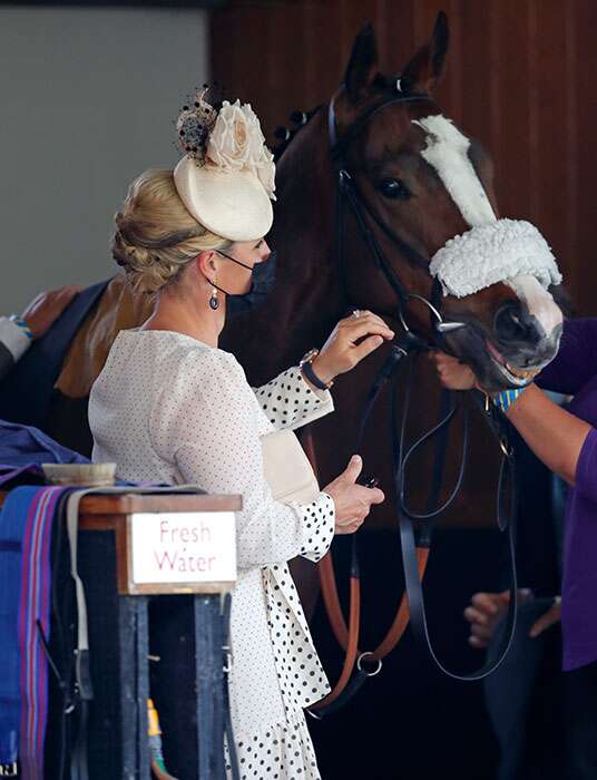 Zara Tindall Bonds with her Grandmother the Queen's horse ahead of Ascot Race