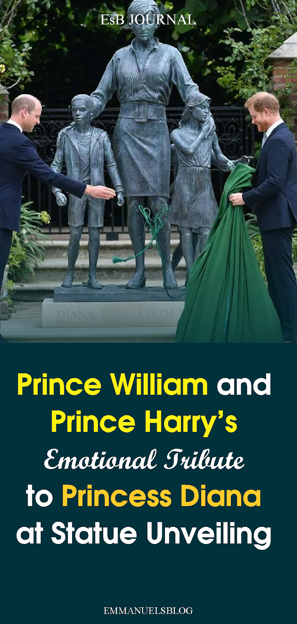 Prince William and Prince Harry's Emotional Tribute to Princess Diana at Statue Unveiling