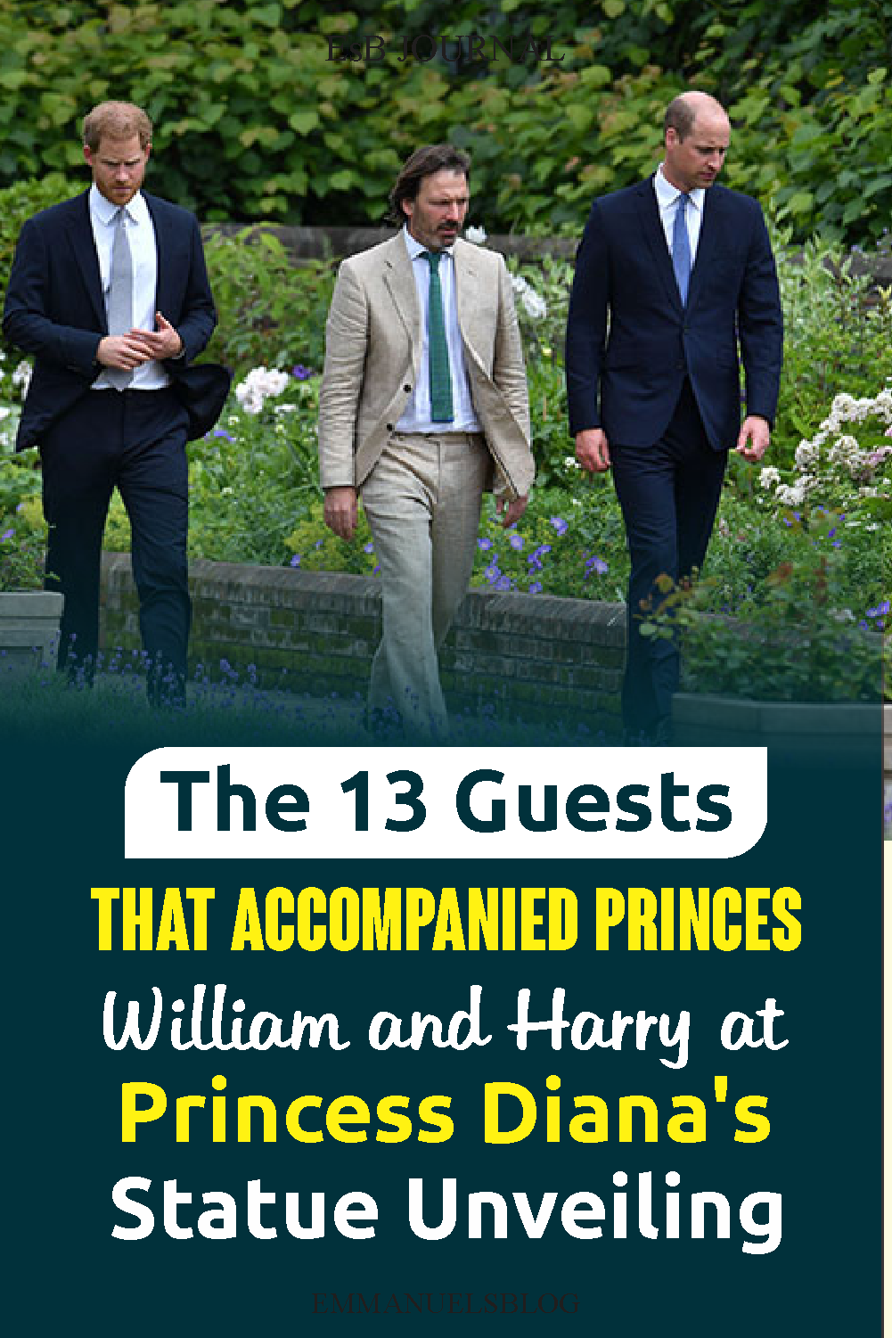 The 13 Guests that Accompanied Princes William and Harry at Princess Diana's Statue Unveiling