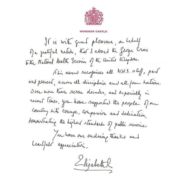 The Queen Shares heartfelt Handwritten Message for NHS staff's 'Courage and Dedication'