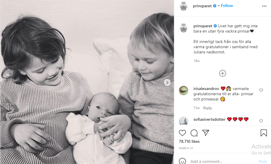 Prince Carl Philip and Princess Sofia of Sweden Reveal Royal baby's Godparents ahead of Christening