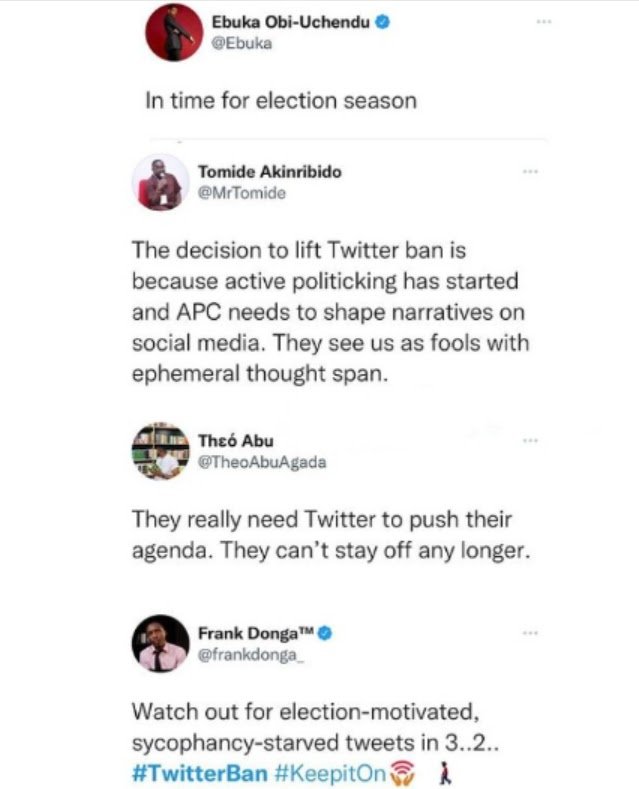 Ebuka, Frank Donga React To Lifting Of Ban On Twitter Operations