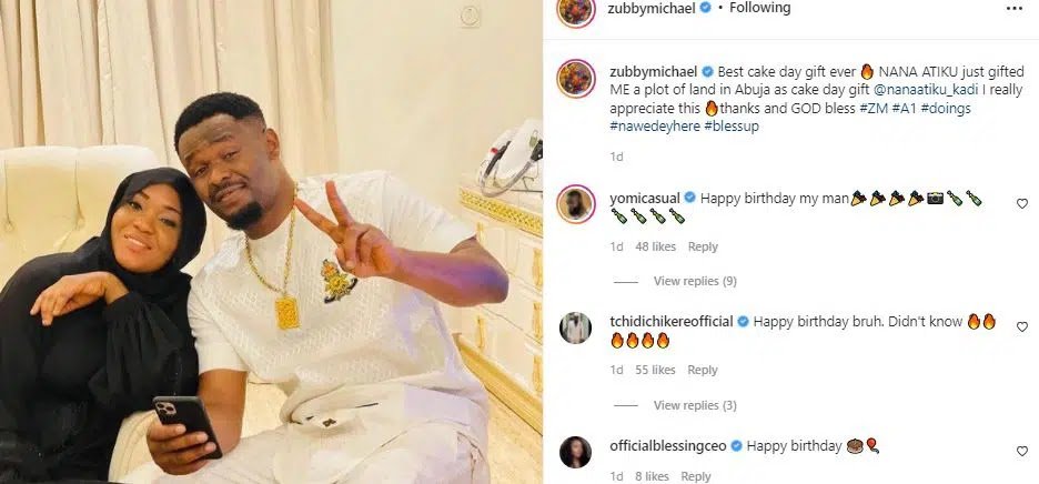 Atiku’s Daughter Gifts Zubby Michael A Plot Of Land To Mark His Birthday