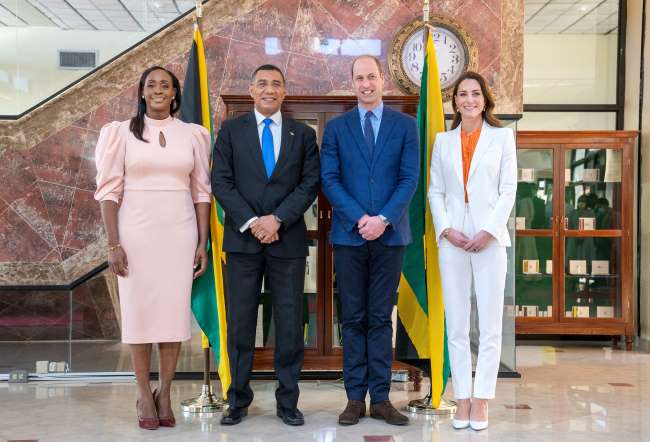 Earlier in the day the Cambridges also met Jamaican Prime Minister Andrew Holness and his wife Juliet
