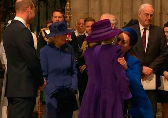 Duchess Kate warmly embraced Camilla inside the Abbey