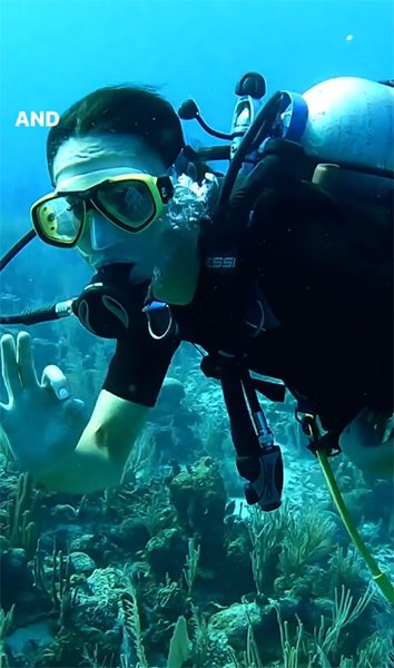 Kate scuba diving in Belize