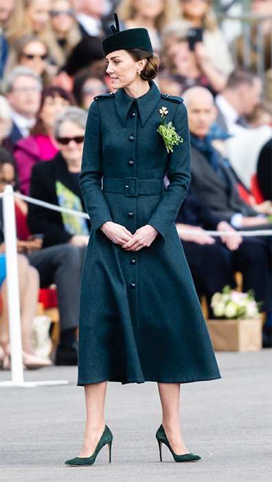 Kate wore a green dress and heels earlier that day