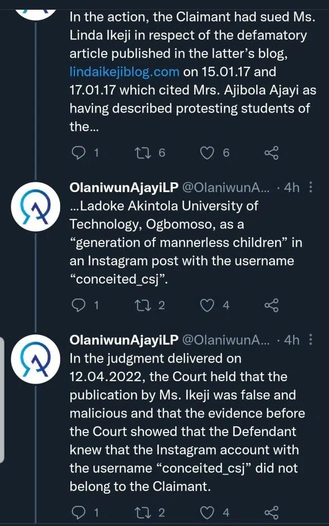 Court Orders Linda Ikeji To Pay N25 Million Libel Damages, Calls Lawyer ‘Idiot’,
