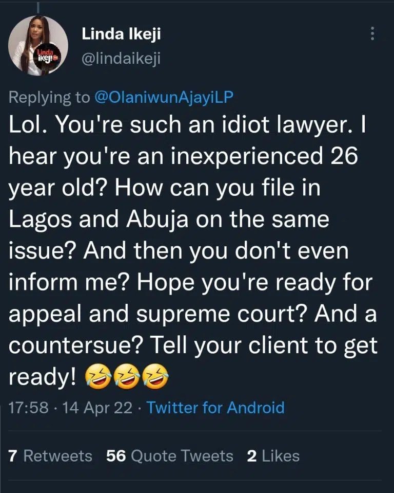Court Orders Linda Ikeji To Pay N25 Million Libel Damages, Calls Lawyer ‘Idiot’,