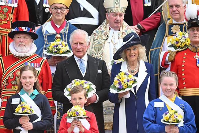 The couple posed for a group photo after the service