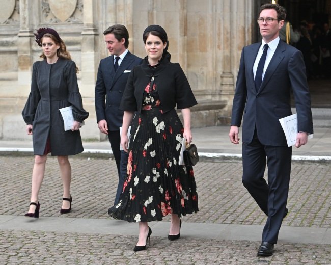 Eugenie and Beatrice were joined by their husbands for the meal