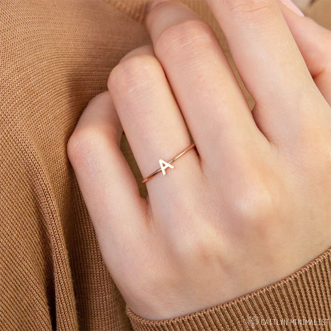 SHOP SIMILAR: Initial ring, £18.59, Etsy