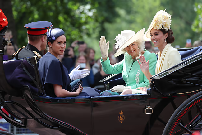 Harry and Meghan have previously shared a carriage with Camilla and Kate