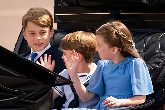 This is the first time the royal children have taken part in a carriage procession
