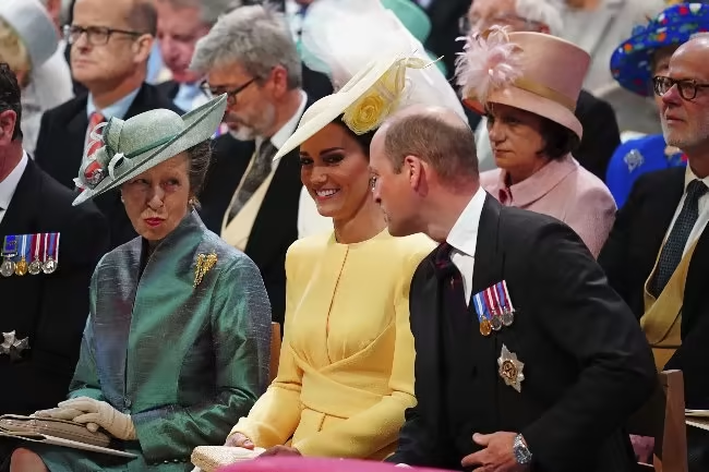 Princess Anne and the Duke and Duchess of Cambridge were sitting in the front row