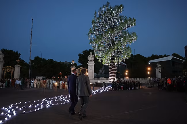 William attended a special ceremony for the lighting of the Principal Beacon at Buckingham Palace