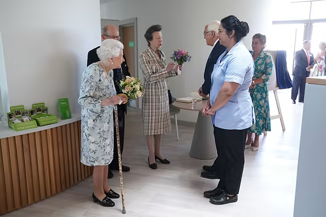 The royals were presented with beautiful posies