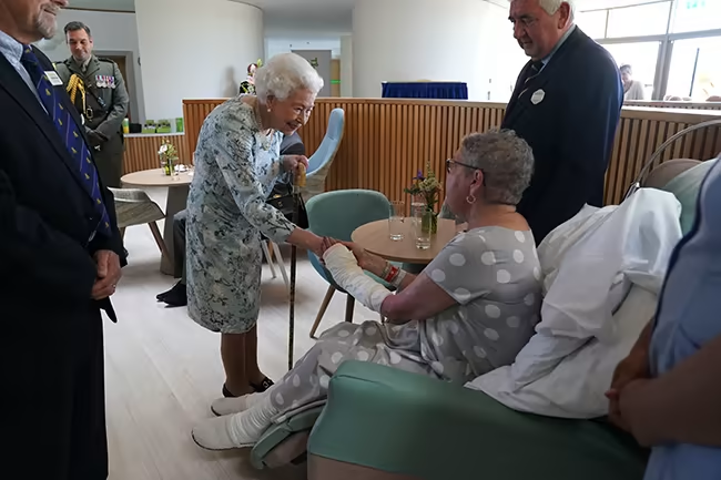 The Queen was introduced to one hospice patient during the poignant engagement