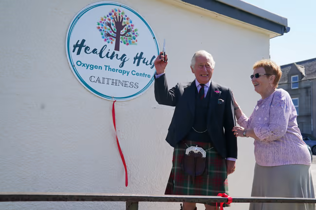Charles donned a traditional kilt for the occasion
