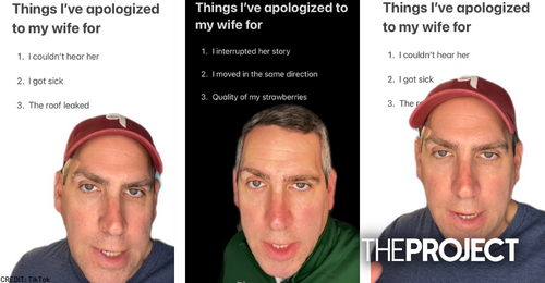 "A man in a show we were watching cheated on his wife' - Husband shares hilarious reasons he apologized to his wife (video)