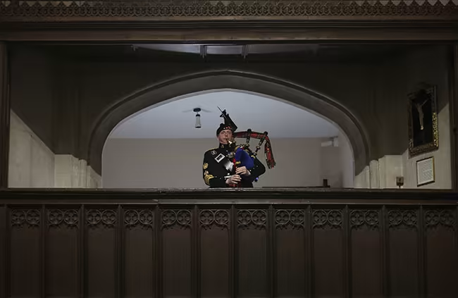 The Queen's Piper has since been hired by Charles