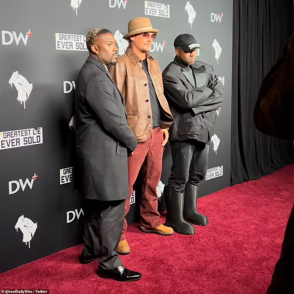 Kanye West poses with Ray Jay at premiere of Candace Owens' BLM documentary (photos)