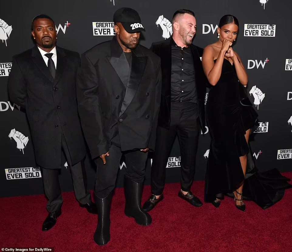 Kanye West poses with Ray Jay at premiere of Candace Owens' BLM documentary (photos)