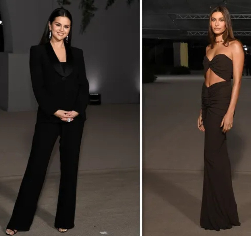 Selena Gomez and Ex-Boyfriend Justin Bieber’s Wife Hailey put feud rumors to rest as they pose for photos