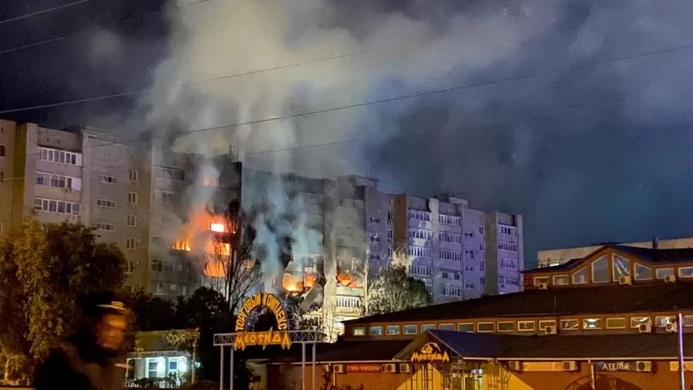 Russia And Ukraine War: Russian warplane crashes into apartment block in Russian city killing 13 (video)