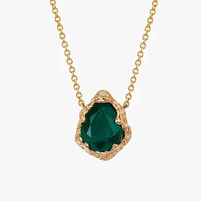 EXACT MATCH: Baby Queen Water Drop Emerald Solitaire Necklace, £3,027, Logan Hollowell