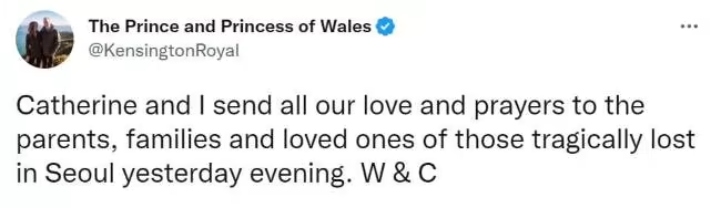 The Prince and Princess of Wales issued a heartfelt statement