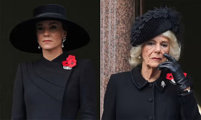 Why Princess Kate And Queen Consort Camilla Wore Three Poppies On Remembrance Sunday