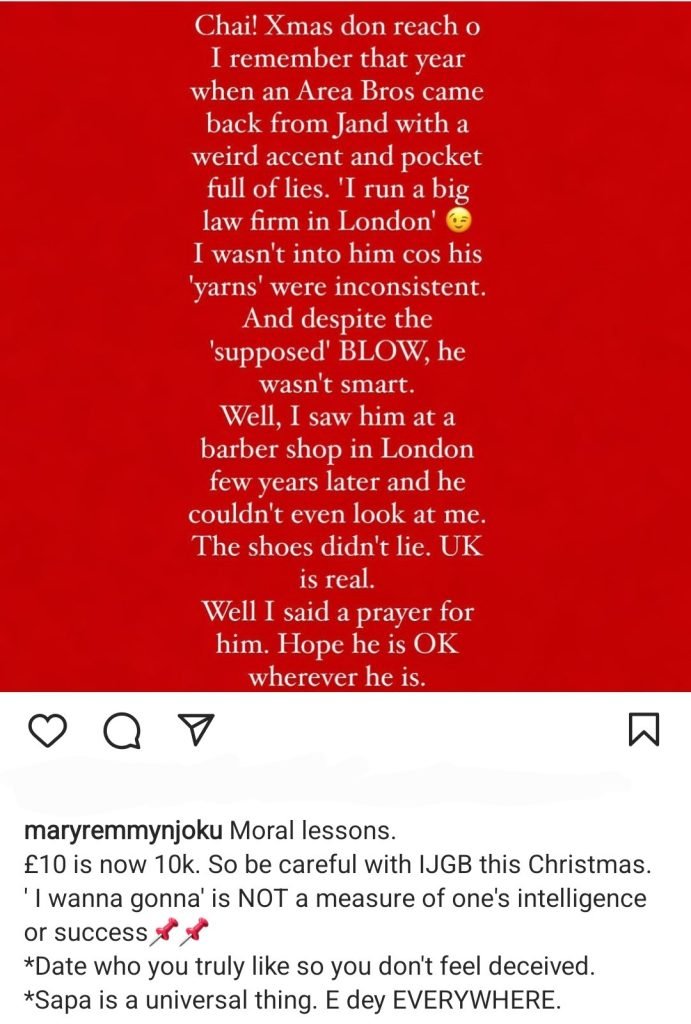 Actress Mary Remmy Njoku Warns Women To Beware Of Abroad-Based Returnees Thus Christmas As She Recounts Personal Story