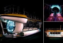 Interior Design of luxury submarine designed to take tourists deep into the ocean