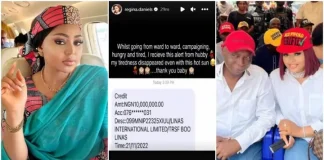 NED NWOKO FOR SENATOR: Regina Daniels Receives N10 Million (with Receipt) As A Reward For Supporting Her Husband’s Political Ambition