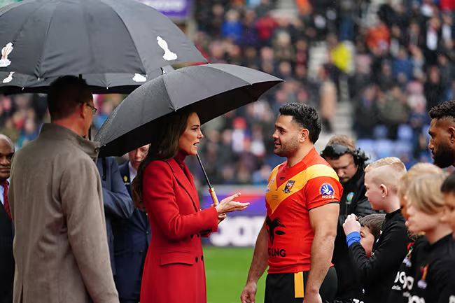 Kate attended the rugby match on Saturday