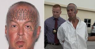 Man with ‘sacrifice’ tattooed on his forehead is charged with raping and mutilating woman in Florida woods