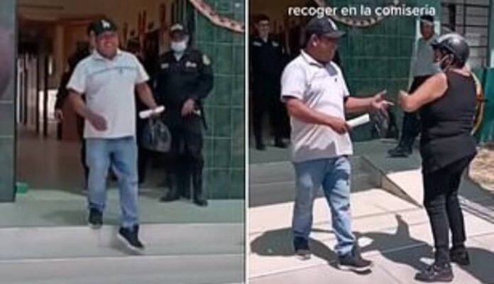 Mother whips her adult son with a belt