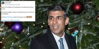 “You cannot be serious”: Rishi Sunak sparks fury for saying ‘hats off to Qatar’ in ‘tone deaf’ tweet